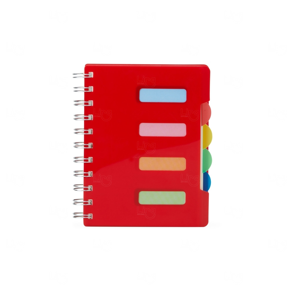 Caderno Personalizado Pequeno com Divisórias - 14,5 x 12,3 cm Vermelho