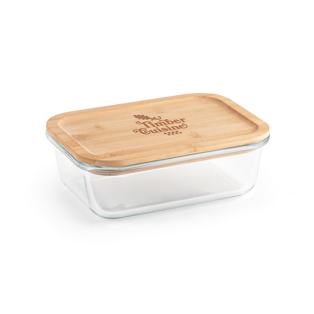 Marmita de Vidro 1L com Tampa de Bambu Personalizada 