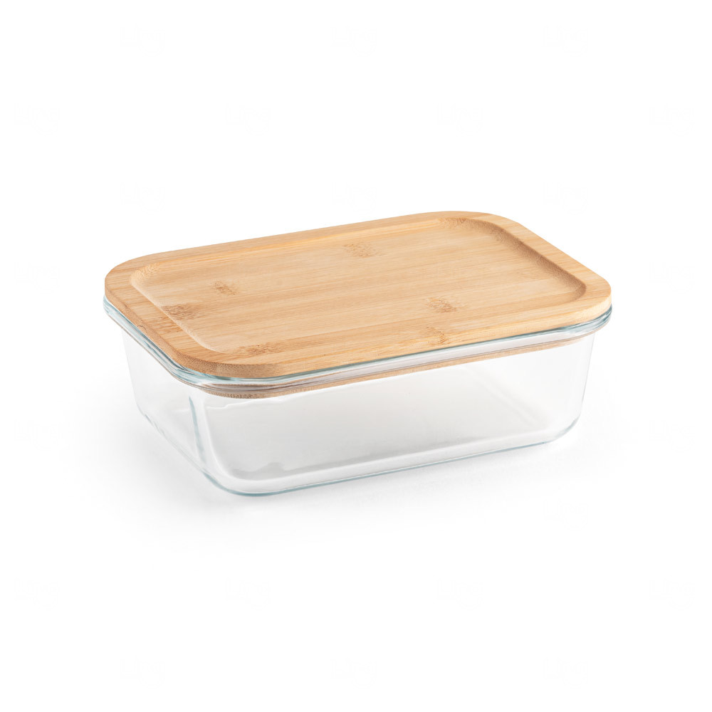 Marmita de Vidro 1L com Tampa de Bambu Personalizada Natural