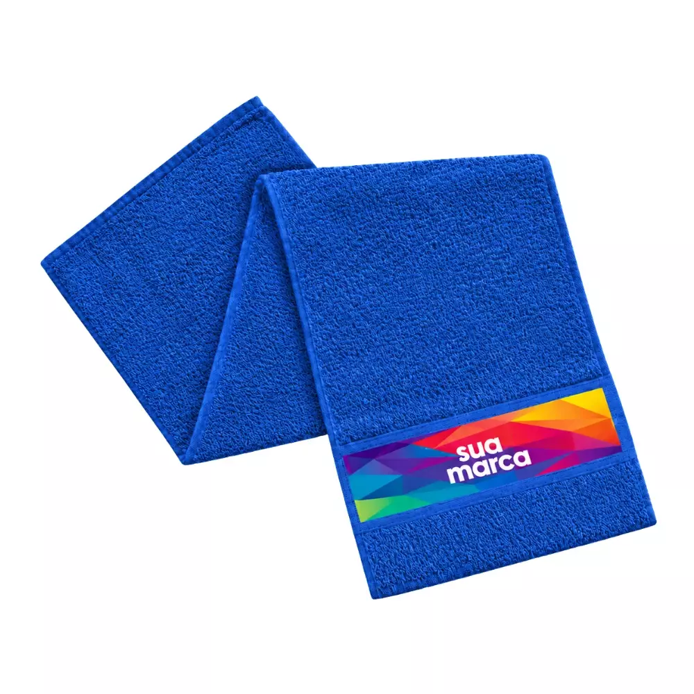 Toalha Fitness 100% Algodão Personalizada Azul