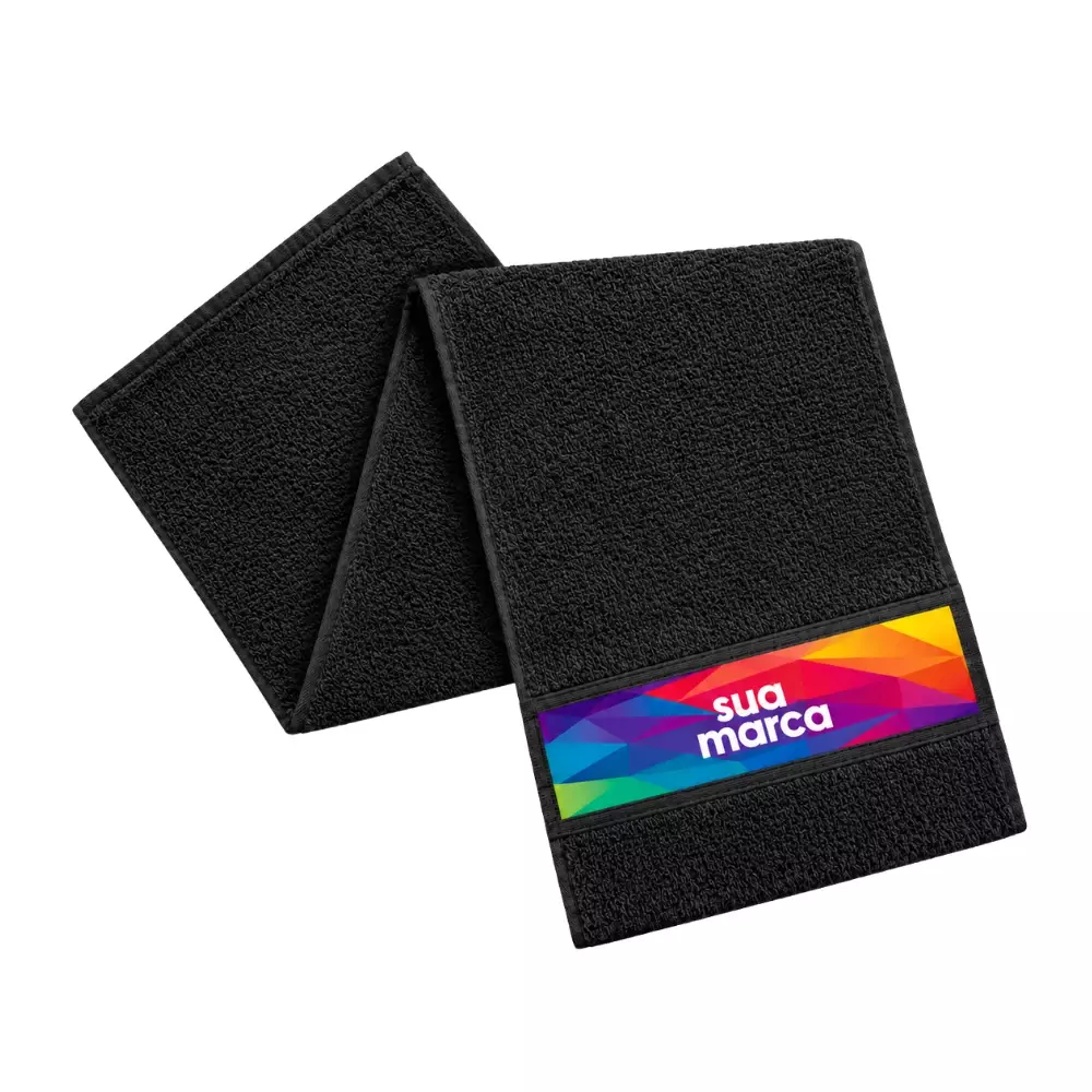 Toalha Fitness 100% Algodão Personalizada Preto