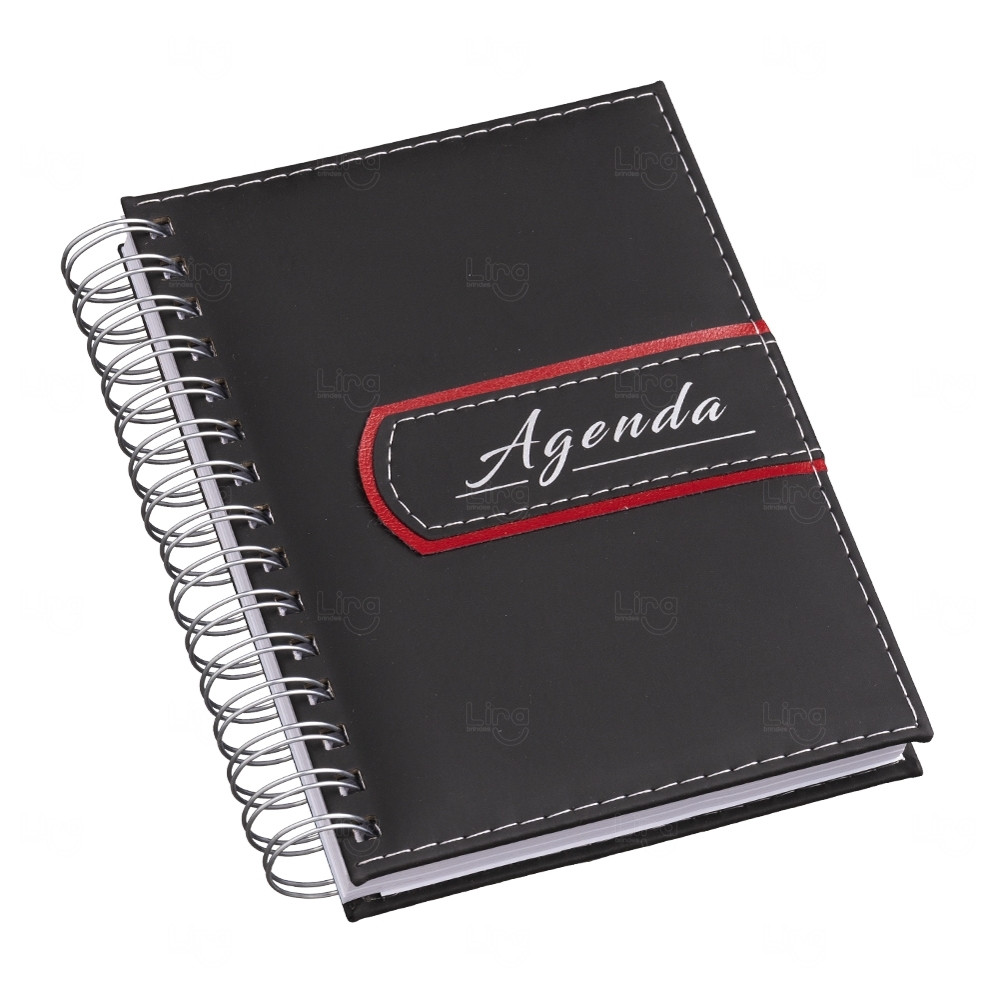 Agenda Personalizada Diária 2024 - 20 x 16 cm Preto e Vermelho