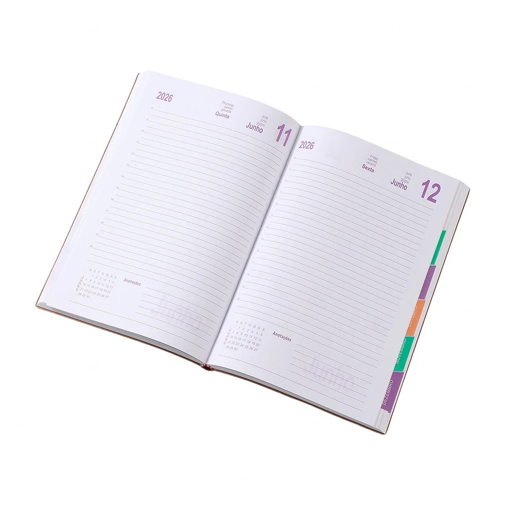 Agenda 2026 em Couro Sintético Personalizada -14,5 x 20,9 cm 