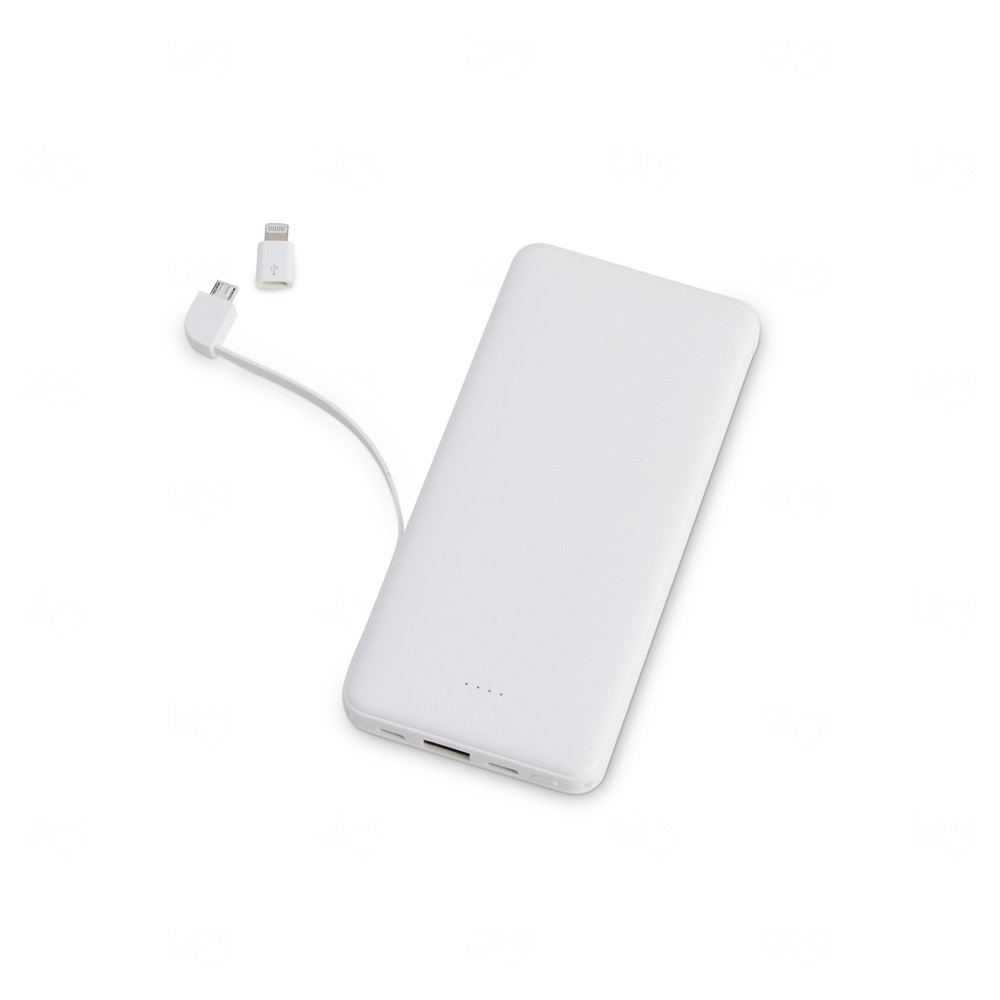 Power Bank Personalizado 10.000mAh com Cabos Acoplados 