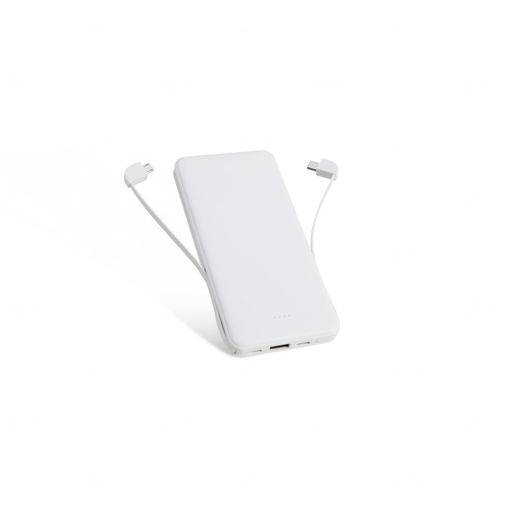 Power Bank Personalizado 10.000mAh com Cabos Acoplados 