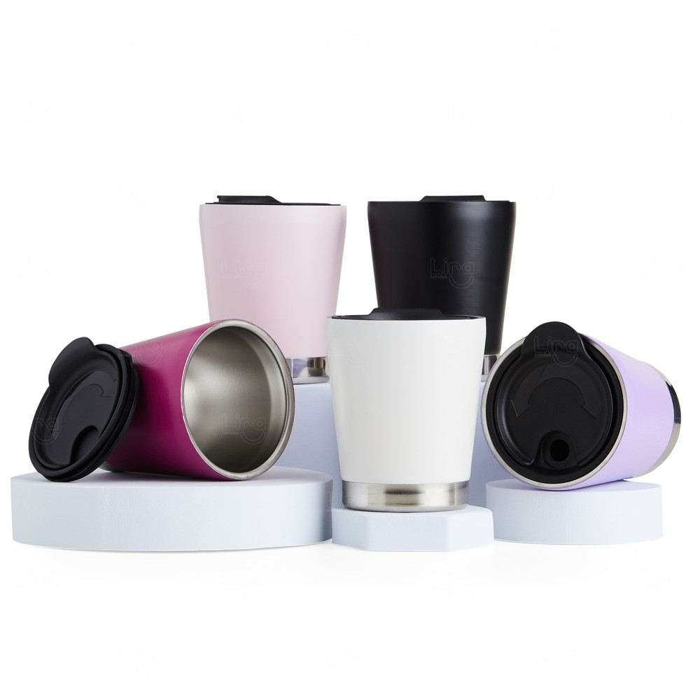 Copo Térmico Inox 300ml com Tampa Personalizado 