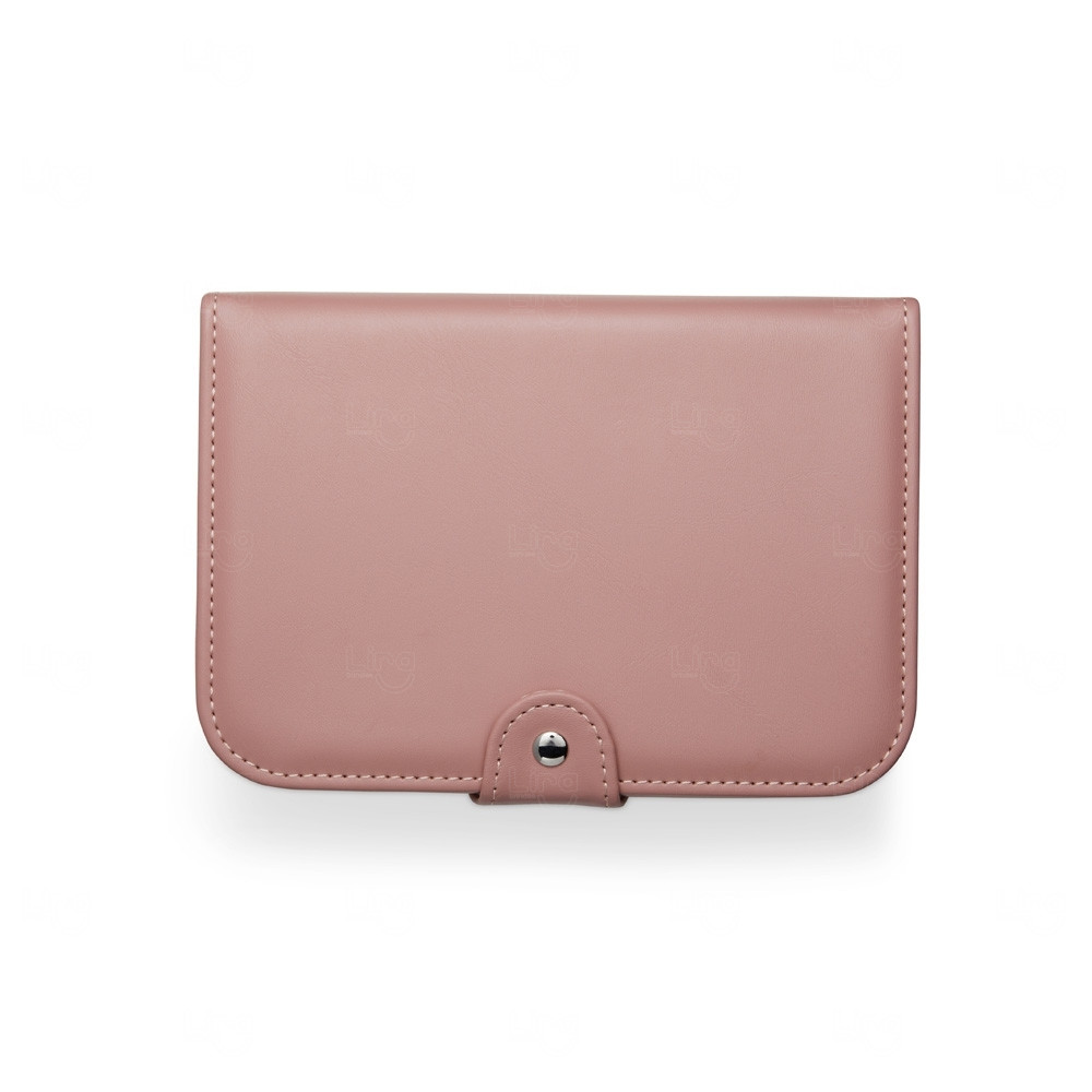 Porta-Joias Couro Sintético com Espelho Personalizado - 6x14x20cm Rosa Escuro