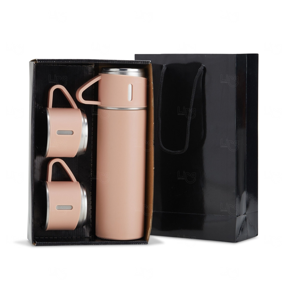 Kit Garrafa Térmica Personalizado com Xícaras - 450ml 