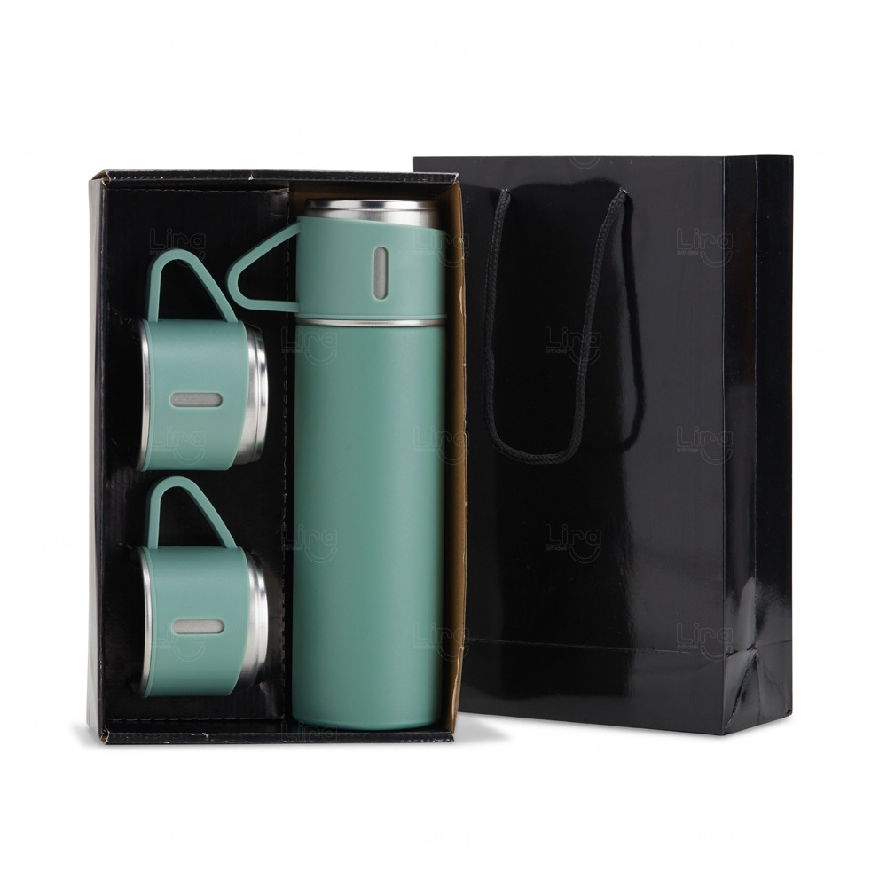 Kit Garrafa Térmica Personalizado com Xícaras - 450ml 