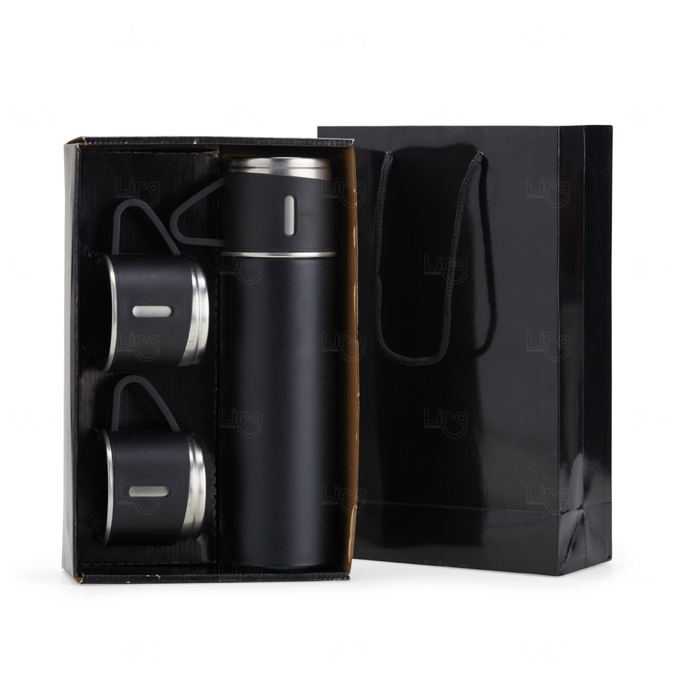 Kit Garrafa Térmica Personalizado com Xícaras - 450ml 