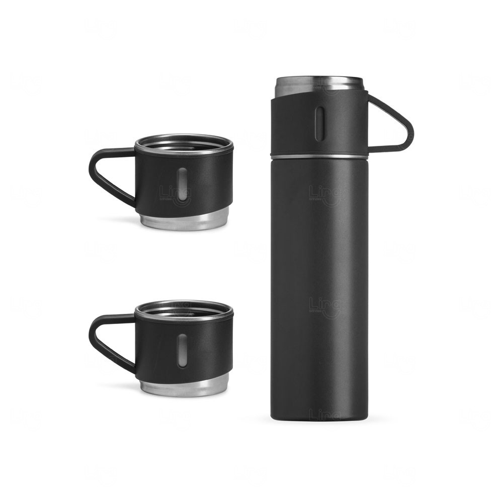Kit Garrafa Térmica Personalizado com Xícaras - 450ml 