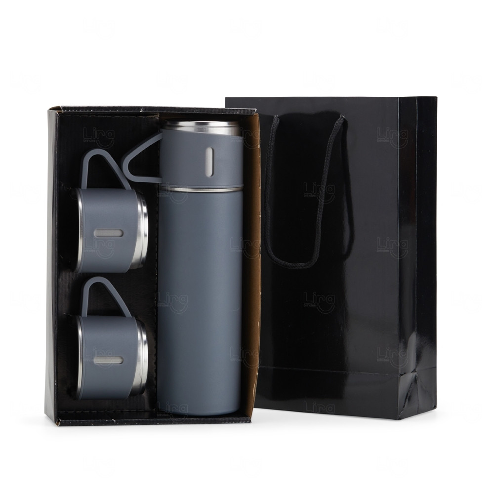 Kit Garrafa Térmica Personalizado com Xícaras - 450ml 