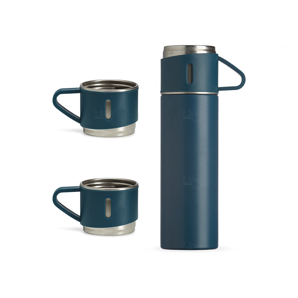 Kit Garrafa Térmica Personalizado com Xícaras - 450ml 