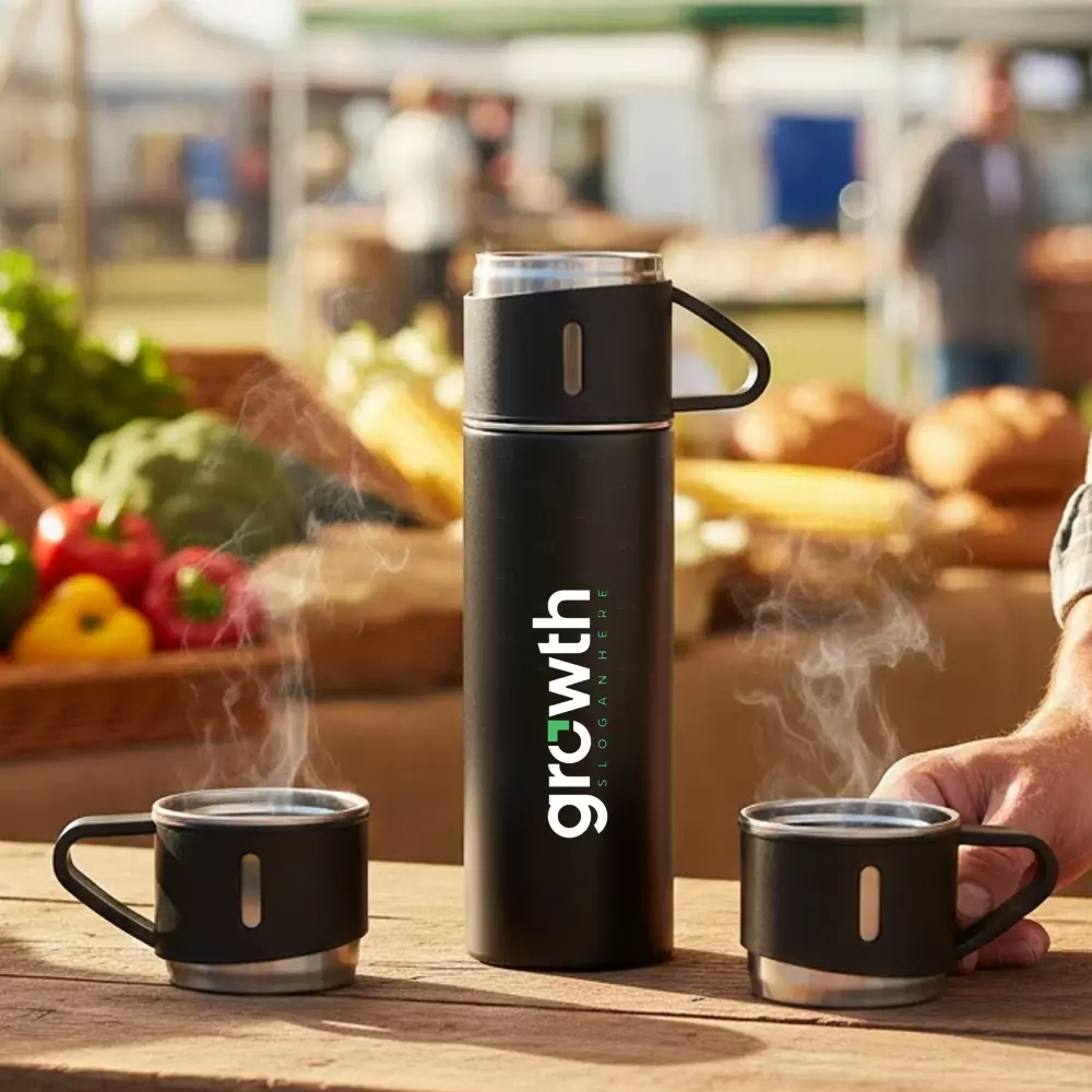 Kit Garrafa Térmica 450ml com Xícaras Personalizada 