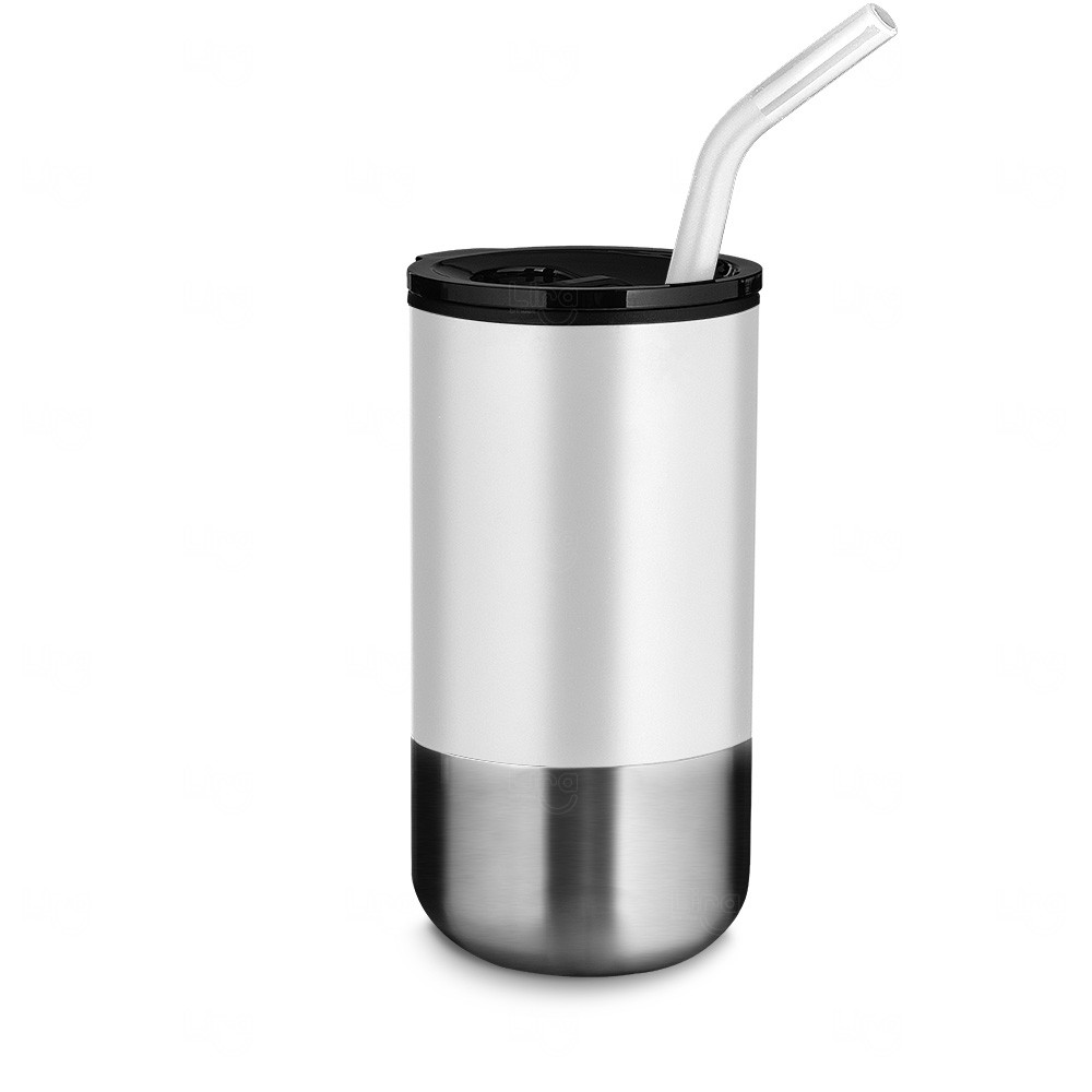 Copo Inox Personalizado com Canudo - 500ml Branco