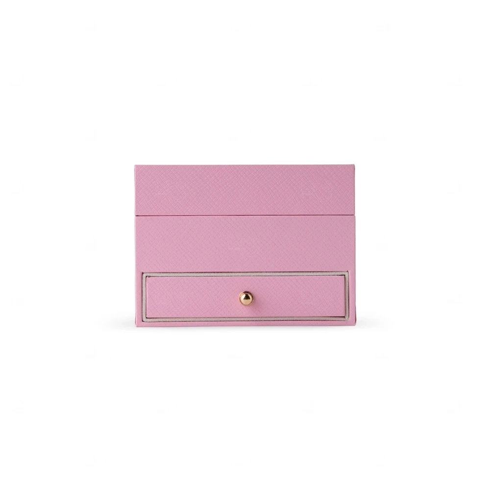 Porta-Joias Couro Sintético com Gaveta Personalizado - 8x11x11cm Rosa