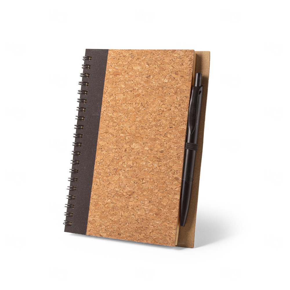 Caderno Eco em Cortiça com Caneta Personalizado - 17,8 x 13 cm 