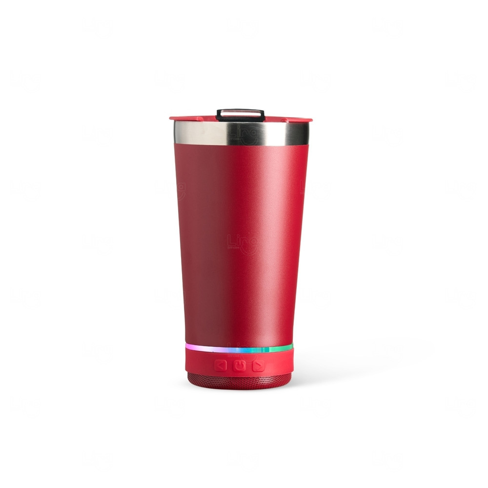 Copo Térmico Personalizado com Caixa de Som - 400ml Vermelho