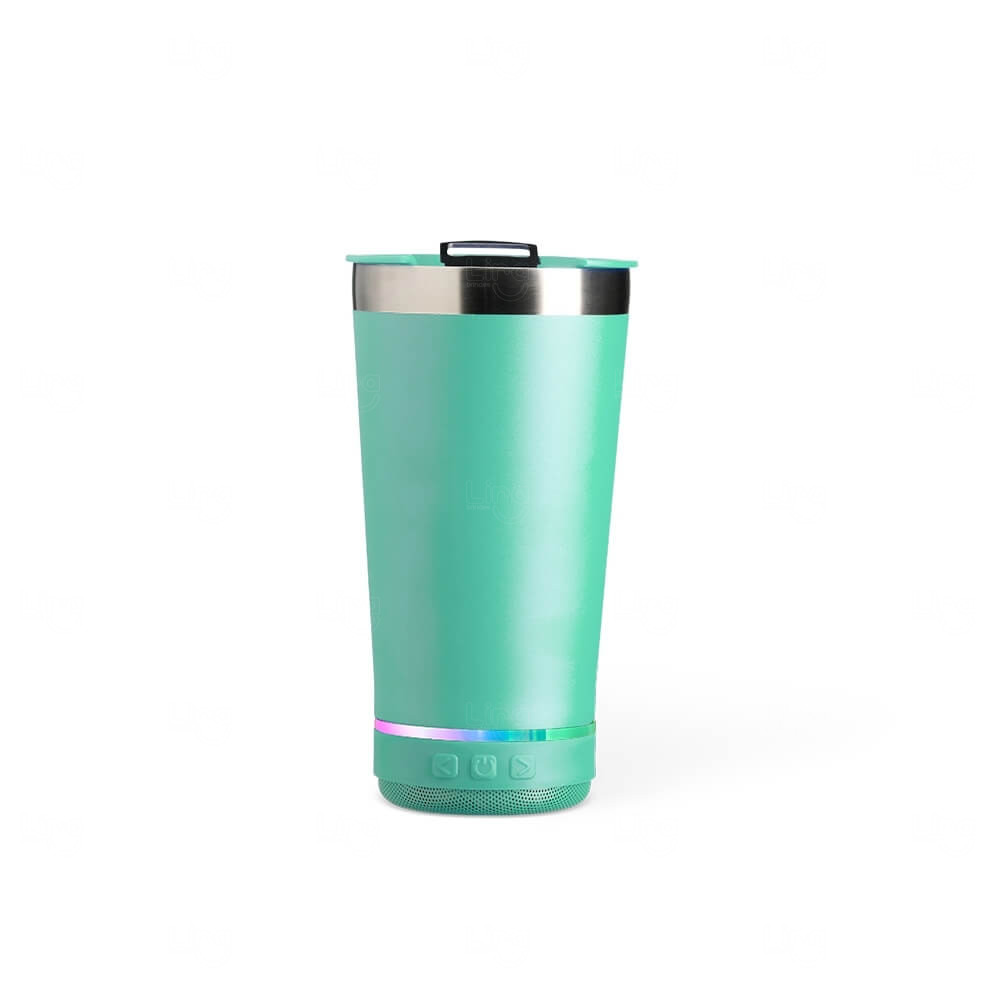 Copo Térmico com Caixa de Som 400ml Personalizado Turquesa