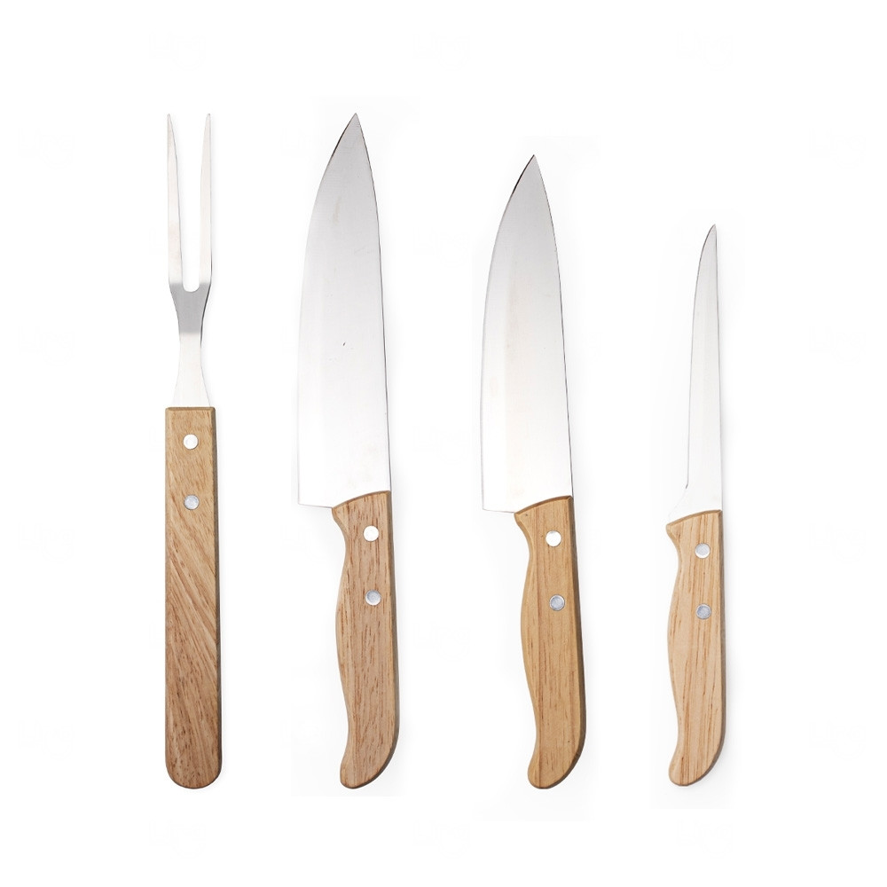Kit Churrasco Personalizado 4 Peças com Estojo de Madeira 
