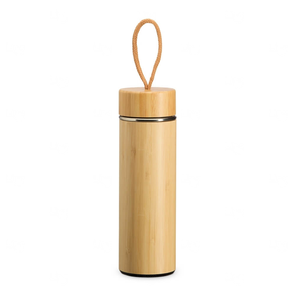 Garrafa Térmica Bambu 400ml com Infusor Personalizada 