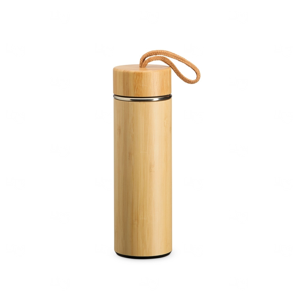 Garrafa Térmica Bambu 400ml com Infusor Personalizada Bambu