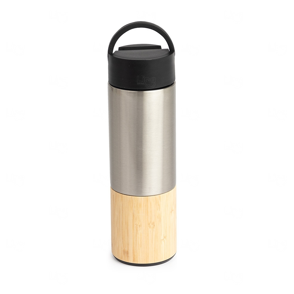 Garrafa Térmica 420ml com Infusor e Suporte Celular Personalizada 