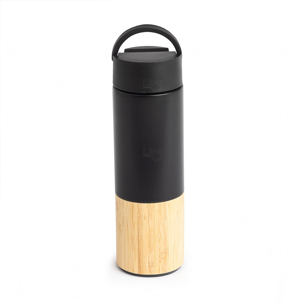 Garrafa Térmica 420ml com Infusor e Suporte Celular Personalizada 