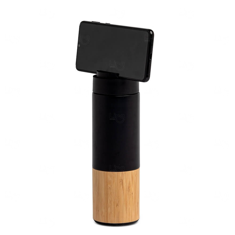Garrafa Térmica 420ml com Infusor e Suporte Celular Personalizada 