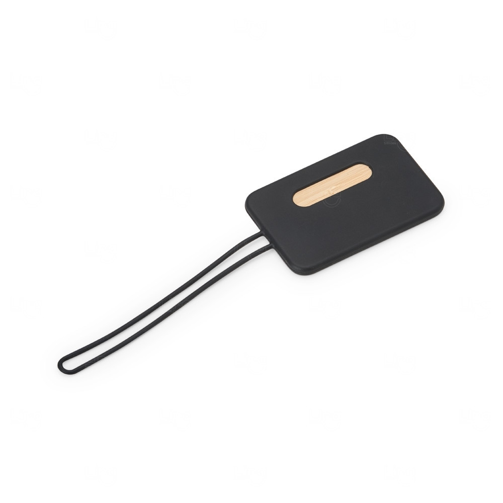 Tag Identificador de Bagagem em Silicone e Bambu Personalizado 