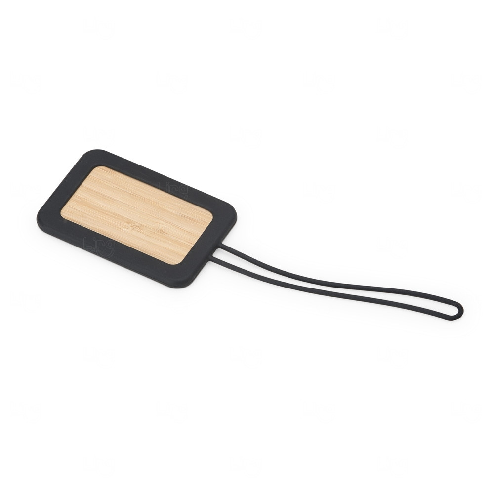 Tag Identificador de Bagagem em Silicone e Bambu Personalizado 