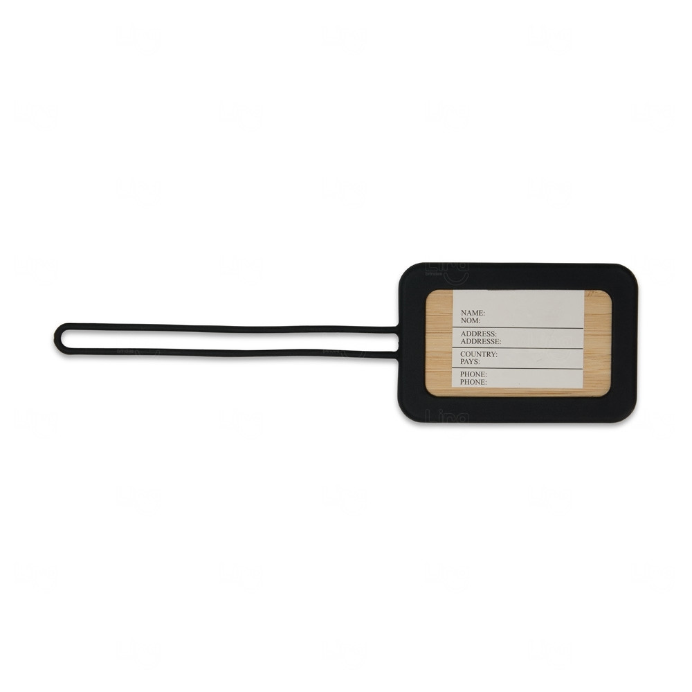 Tag Identificador de Bagagem em Silicone e Bambu Personalizado 