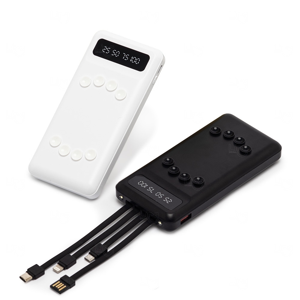 Power Bank 10.000 Mah com Indicador LED e Lanterna Personalizado 