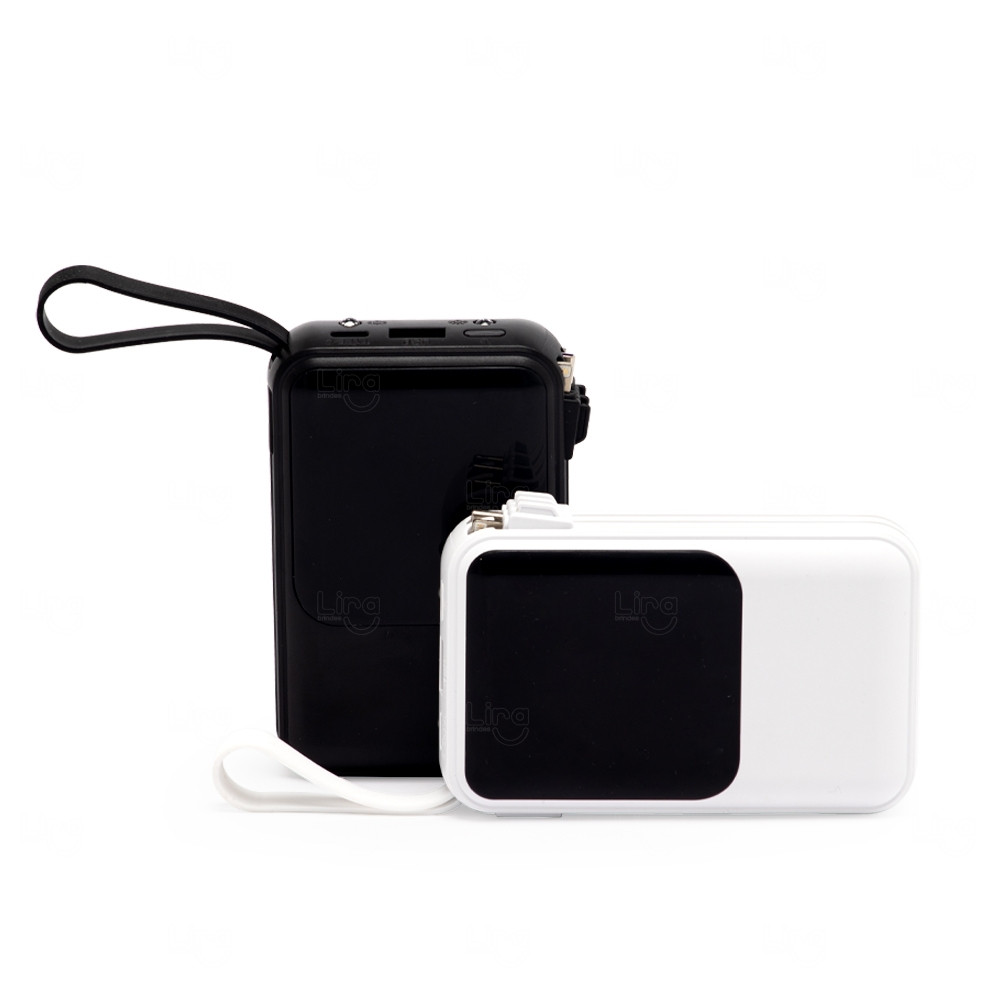 Power Bank 10.000mAh com Lanternas e Cabos Personalizado 