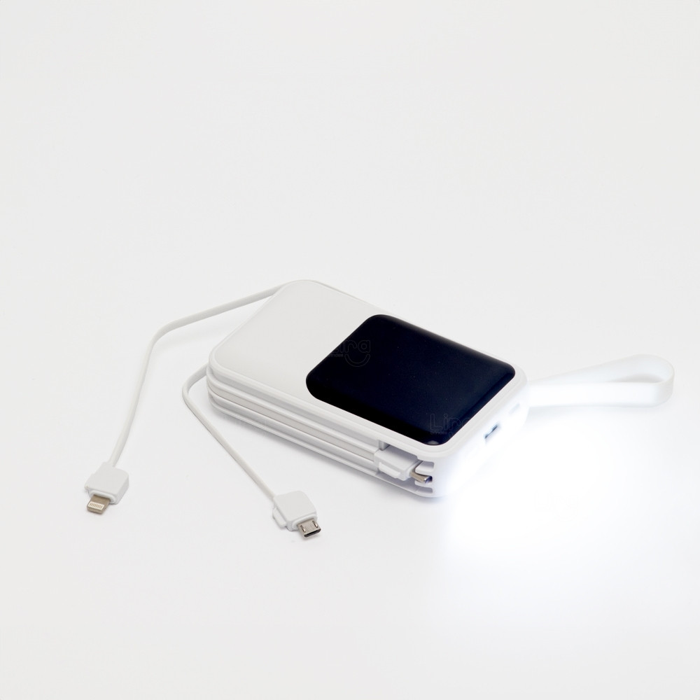 Power Bank 10.000mAh com Lanternas e Cabos Personalizado 