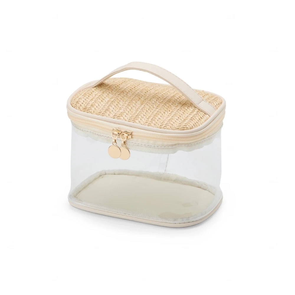 Nécessaire em PVC Transparente e Palha Personalizada 
