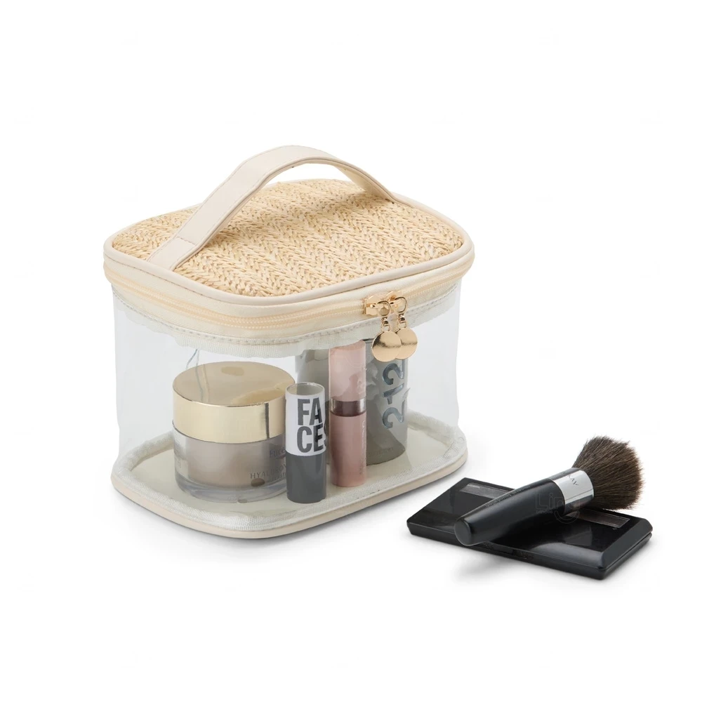 Nécessaire em PVC Transparente e Palha Personalizada 