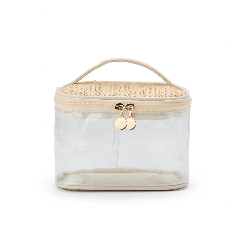 Nécessaire em PVC Transparente e Palha Personalizada 