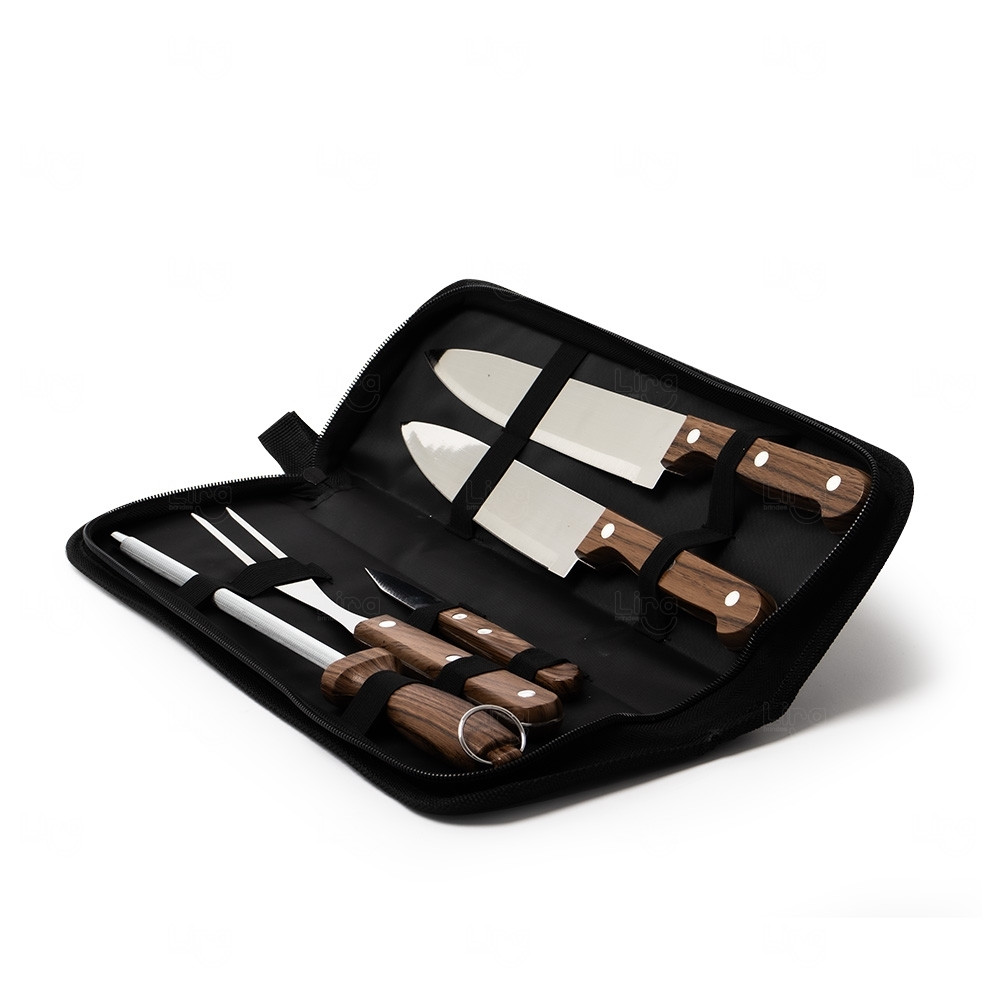Kit Churrasco Personalizado com 5 Peças e Estojo 