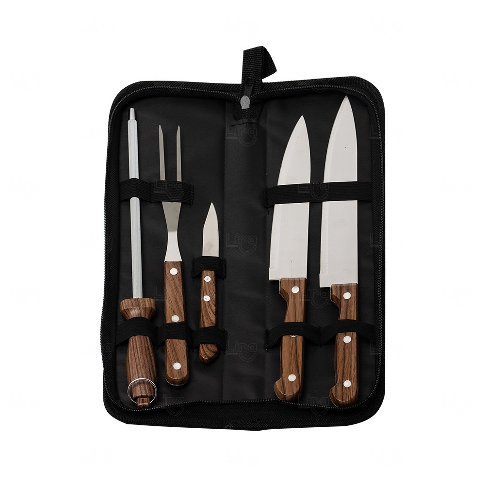 Kit Churrasco Personalizado com 5 Peças e Estojo 
