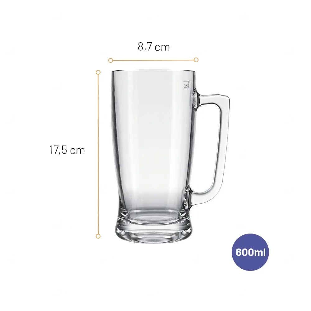 Caneca de Vidro 600ml para Cerveja Personalizada 