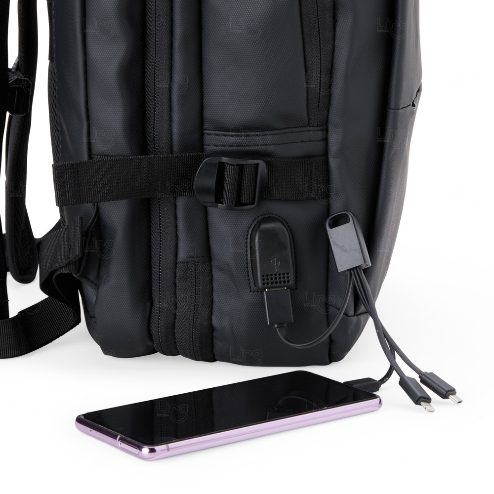 Mochila Expansível de Couro Sintético Personalizada - 36 Litros 