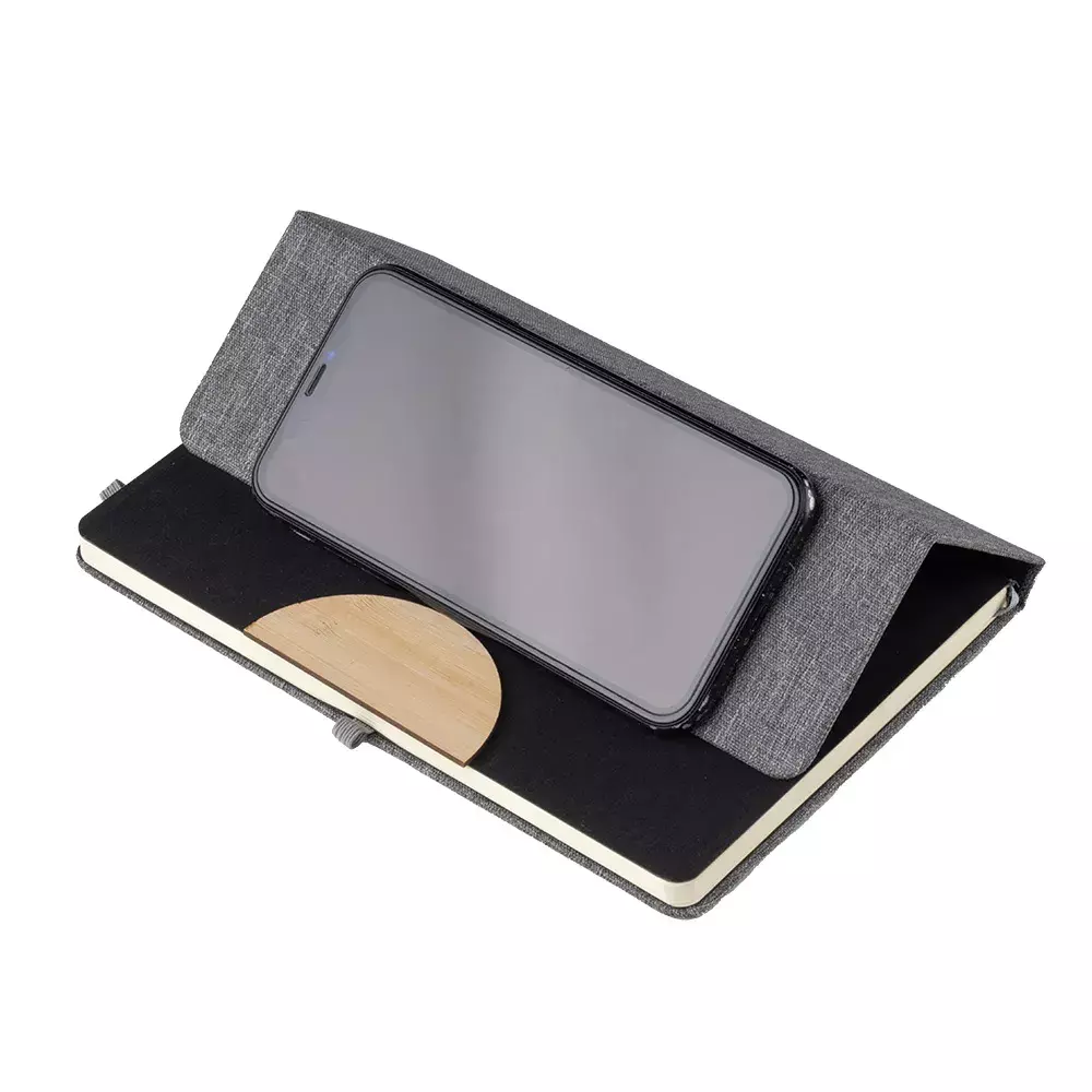 Caderno em RPET com Suporte para Celular Personalizado - 21x14cm 