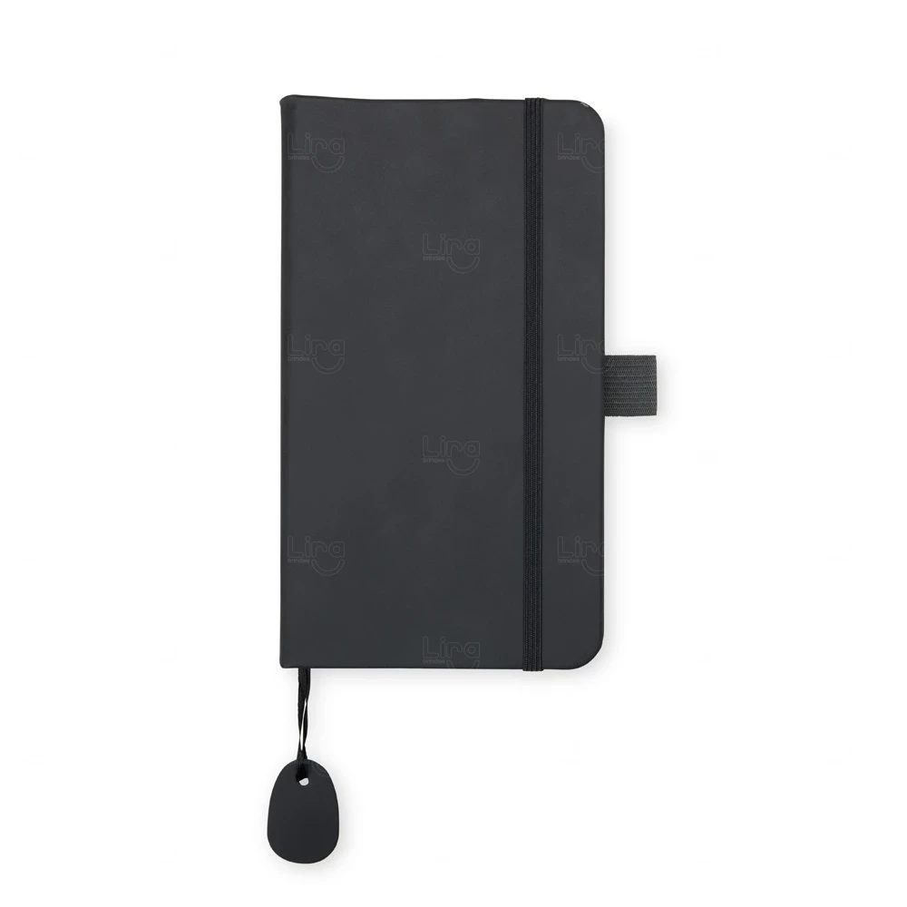 Caderneta Moleskine Emborrachada Personalizada - 18x10cm Preto