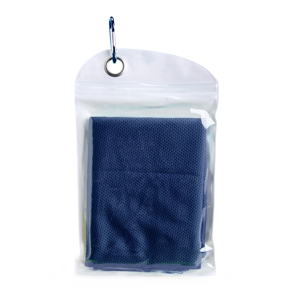 Toalha Esportiva Refrescante de Elastano Personalizada Azul Escuro