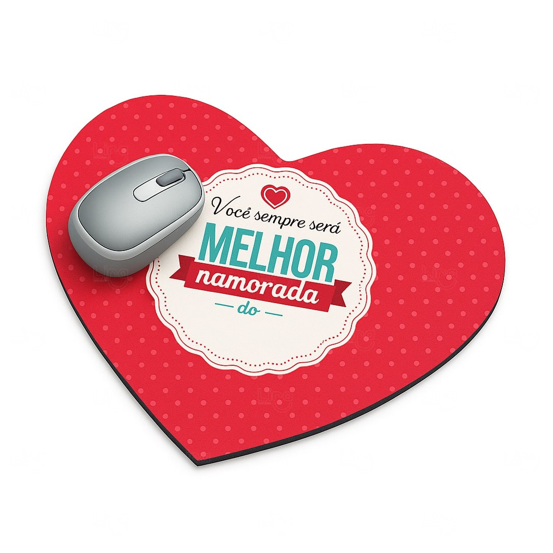 Mouse Pad Coração Personalizado Vermelho