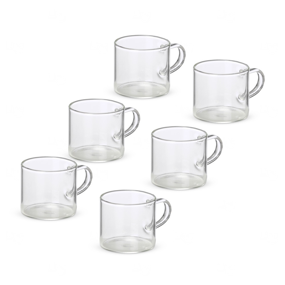 Kit Xícaras de Vidro Personalizado - 6 Peças 