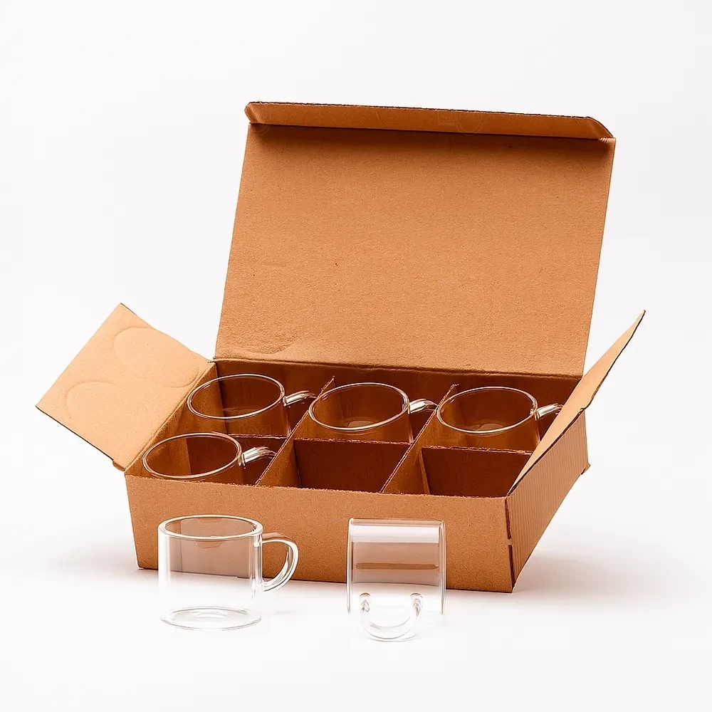 Kit Xícaras de Vidro Personalizado - 6 Peças 