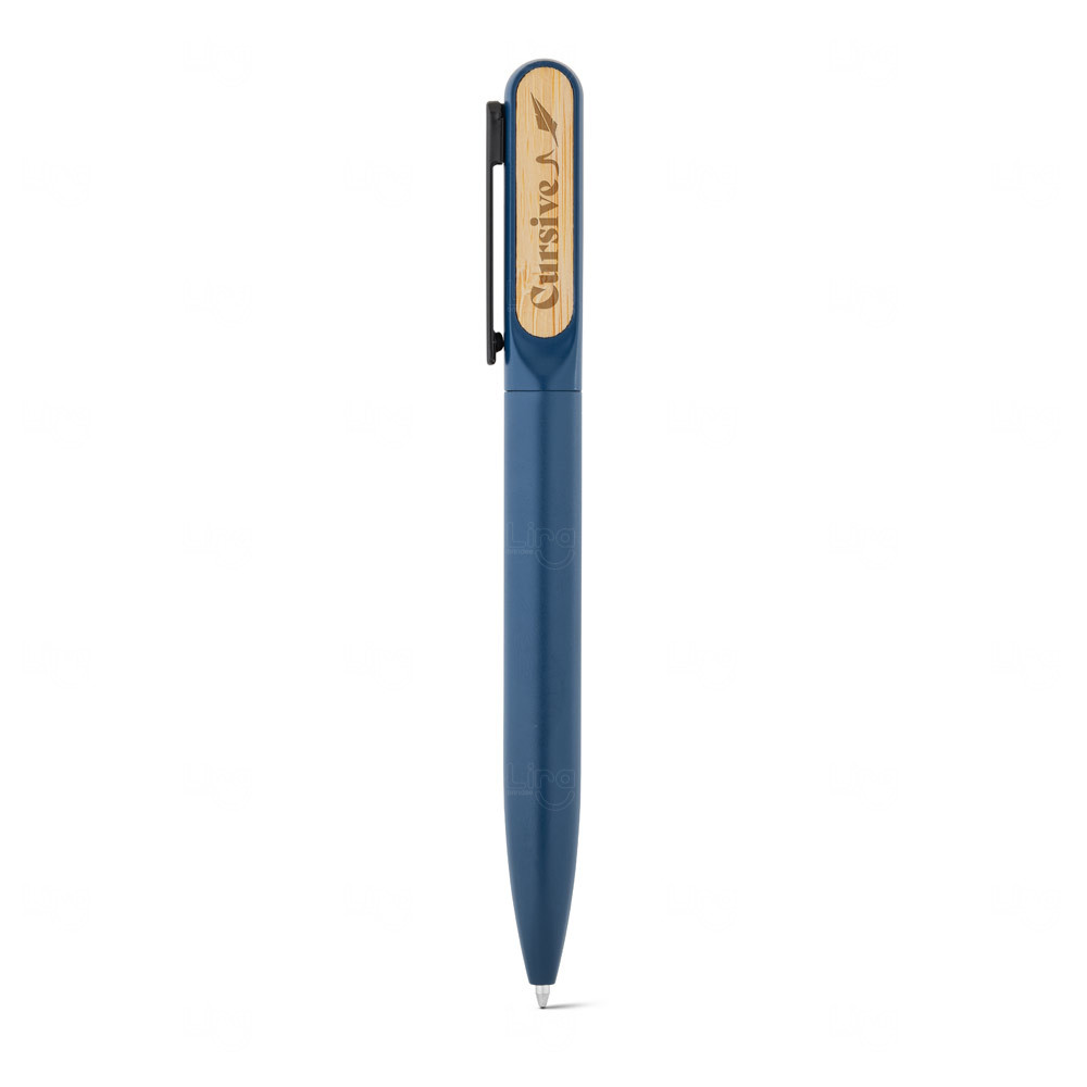 Caneta de Alumínio com Clip em Bambu Personalizada 