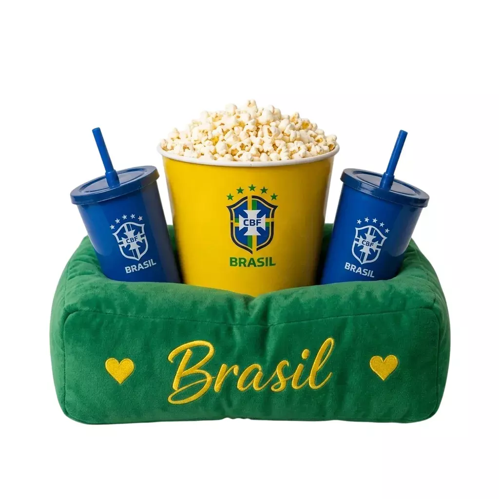 Almofada para Pipoca com Copos e Balde Personalizada 